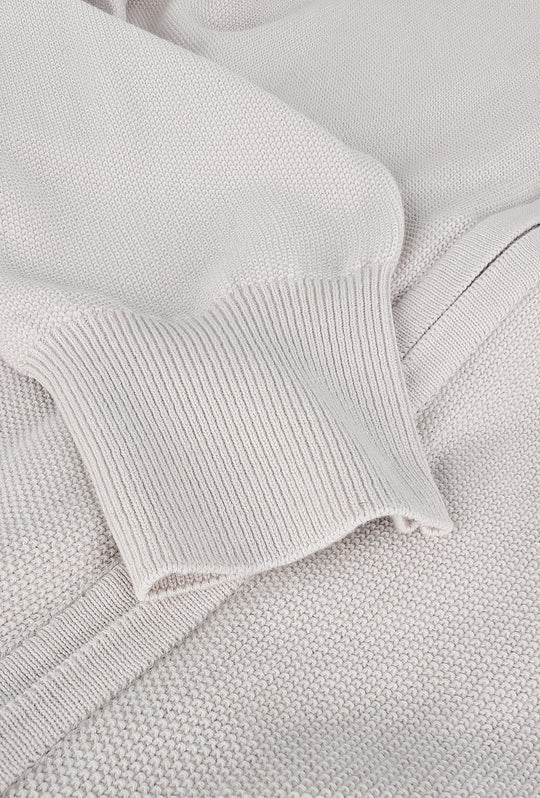 Maglioncino giacca aperta in cotone trama lavorata con zip - BEIGE