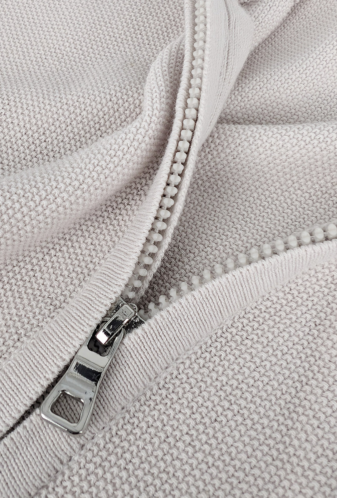 Maglioncino giacca aperta in cotone trama lavorata con zip - BEIGE