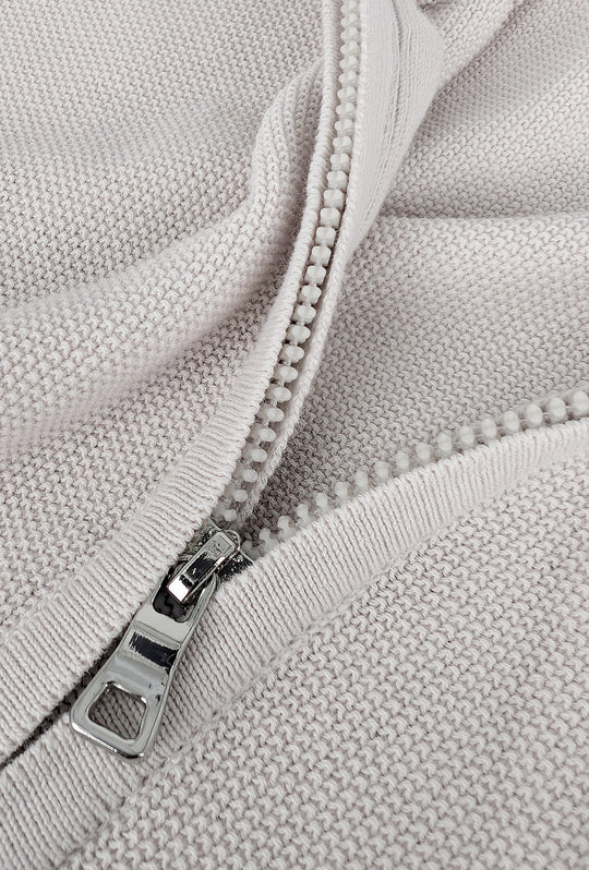 Maglioncino giacca aperta in cotone trama lavorata con zip - BEIGE