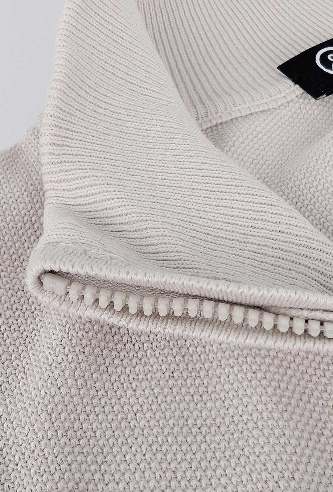 Maglioncino giacca aperta in cotone trama lavorata con zip - BEIGE