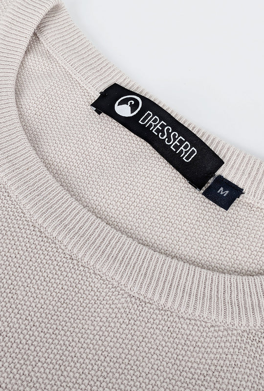 Maglioncino uomo 100% Cotone Trama lavorata Maglie Girocollo dresserd - TORTORA