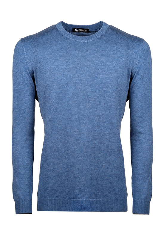 Maglia Uomo girocollo maglioncino Dresserd in lana rasata - AZZURRO