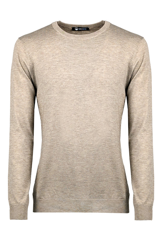 Maglia Uomo girocollo maglioncino Dresserd in lana rasata - BEIGE
