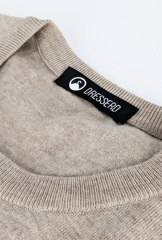 Maglia Uomo girocollo maglioncino Dresserd in lana rasata - BEIGE