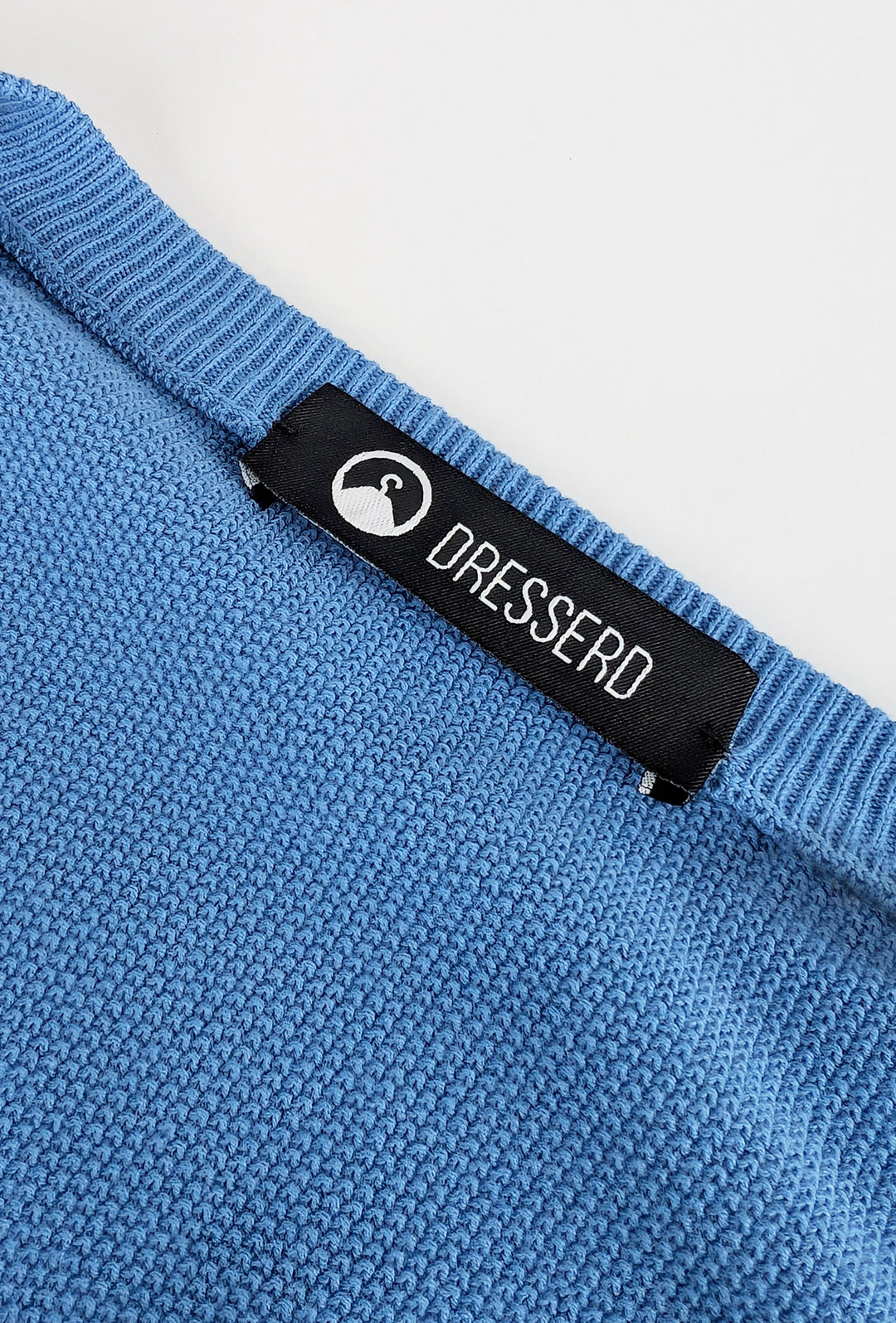 Maglia scollo a V in cotone trama lavorata - AZZURRO