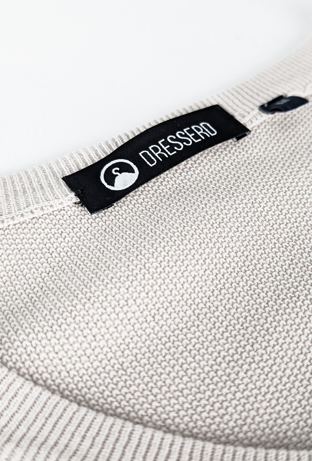 Maglia scollo a V in cotone trama lavorata - BEIGE