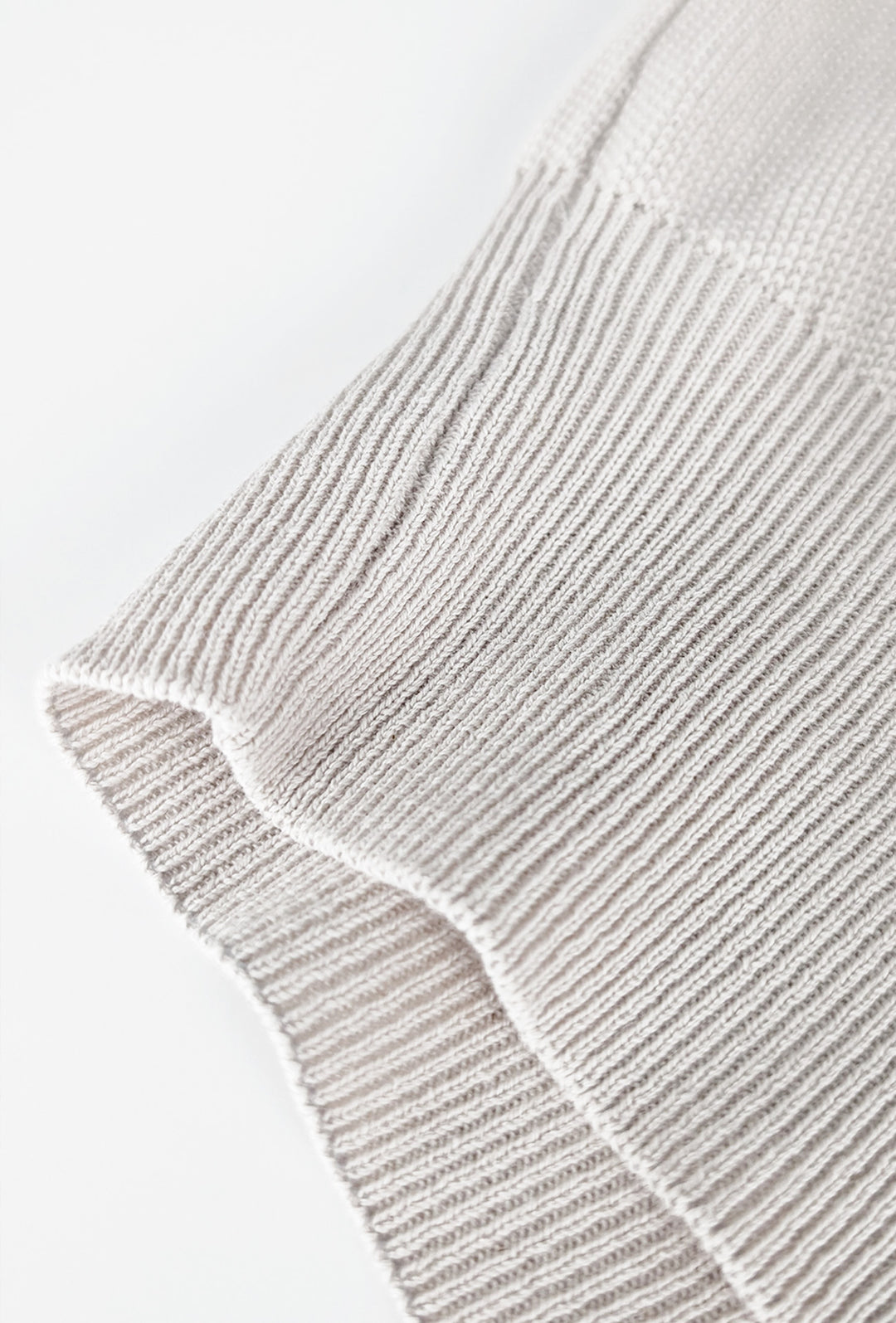 Maglia scollo a V in cotone trama lavorata - BEIGE