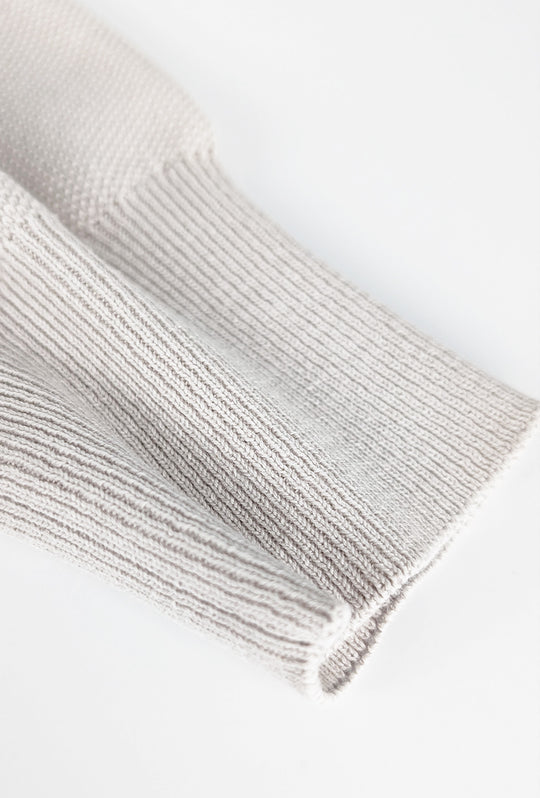 Maglia scollo a V in cotone trama lavorata - BEIGE