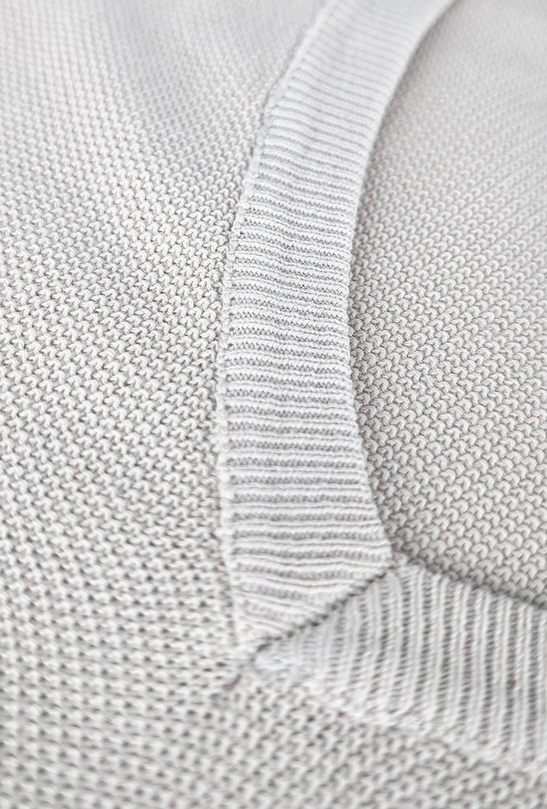 Maglia scollo a V in cotone trama lavorata - BEIGE