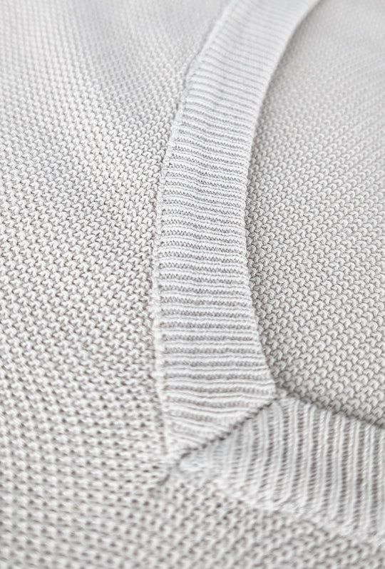 Maglia scollo a V in cotone trama lavorata - BEIGE