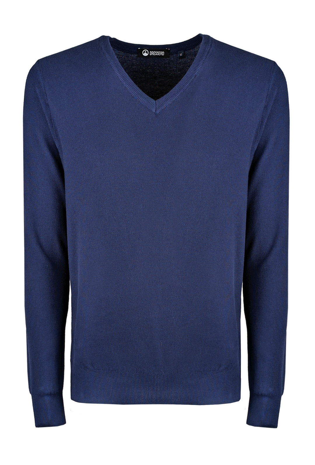 Maglia scollo a V in cotone trama lavorata - BLU