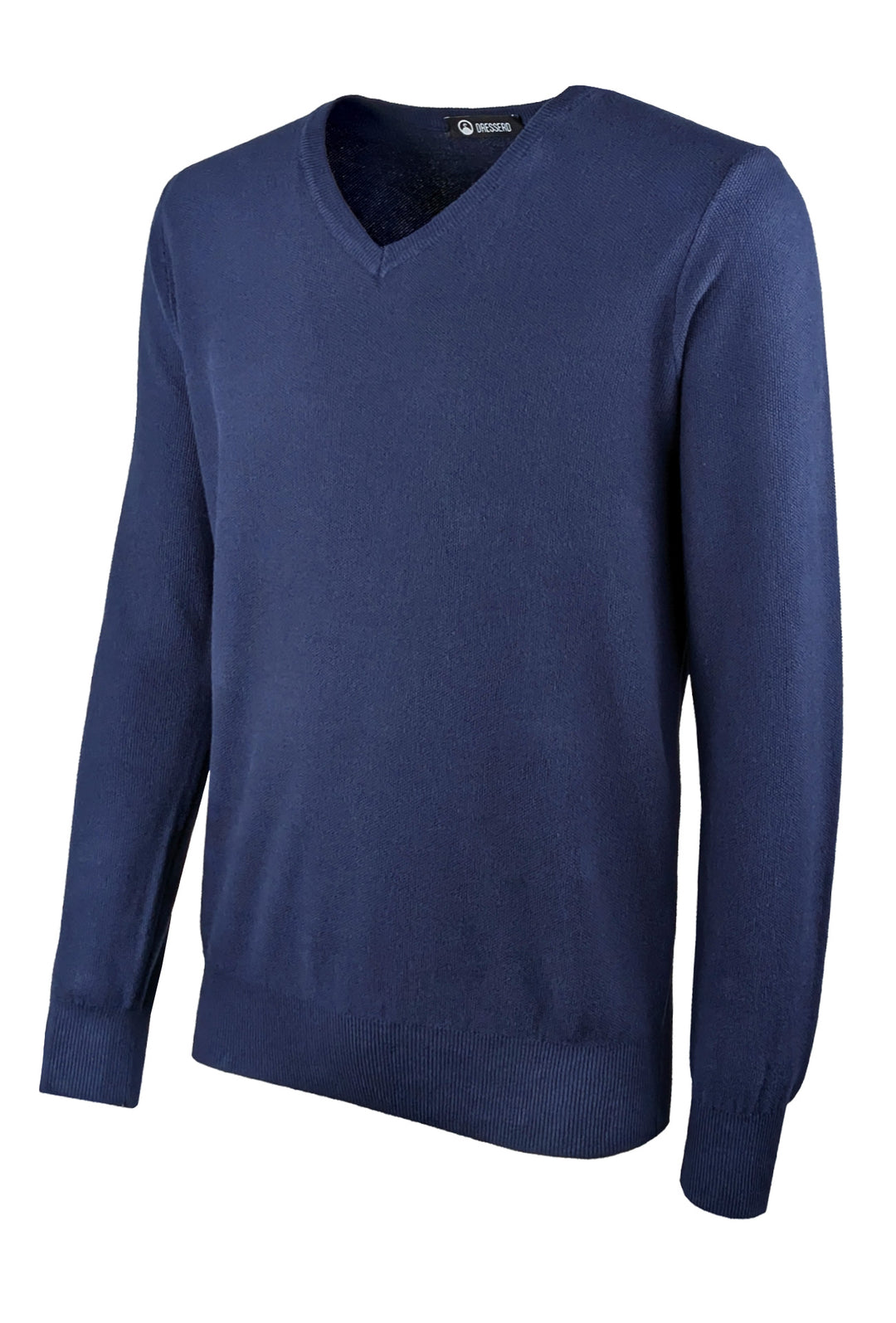 Maglia scollo a V in cotone trama lavorata - BLU