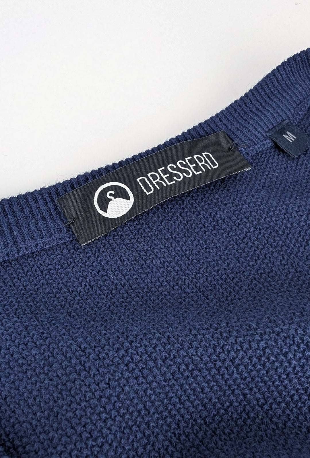 Maglia scollo a V in cotone trama lavorata - BLU
