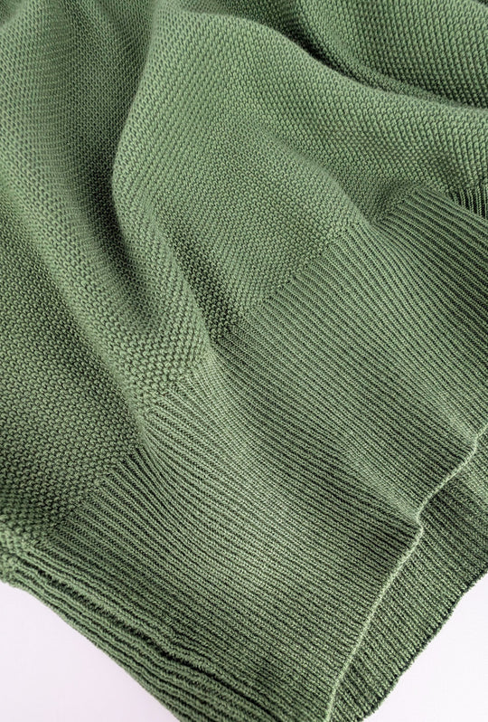 Maglia scollo a V in cotone trama lavorata - VERDE