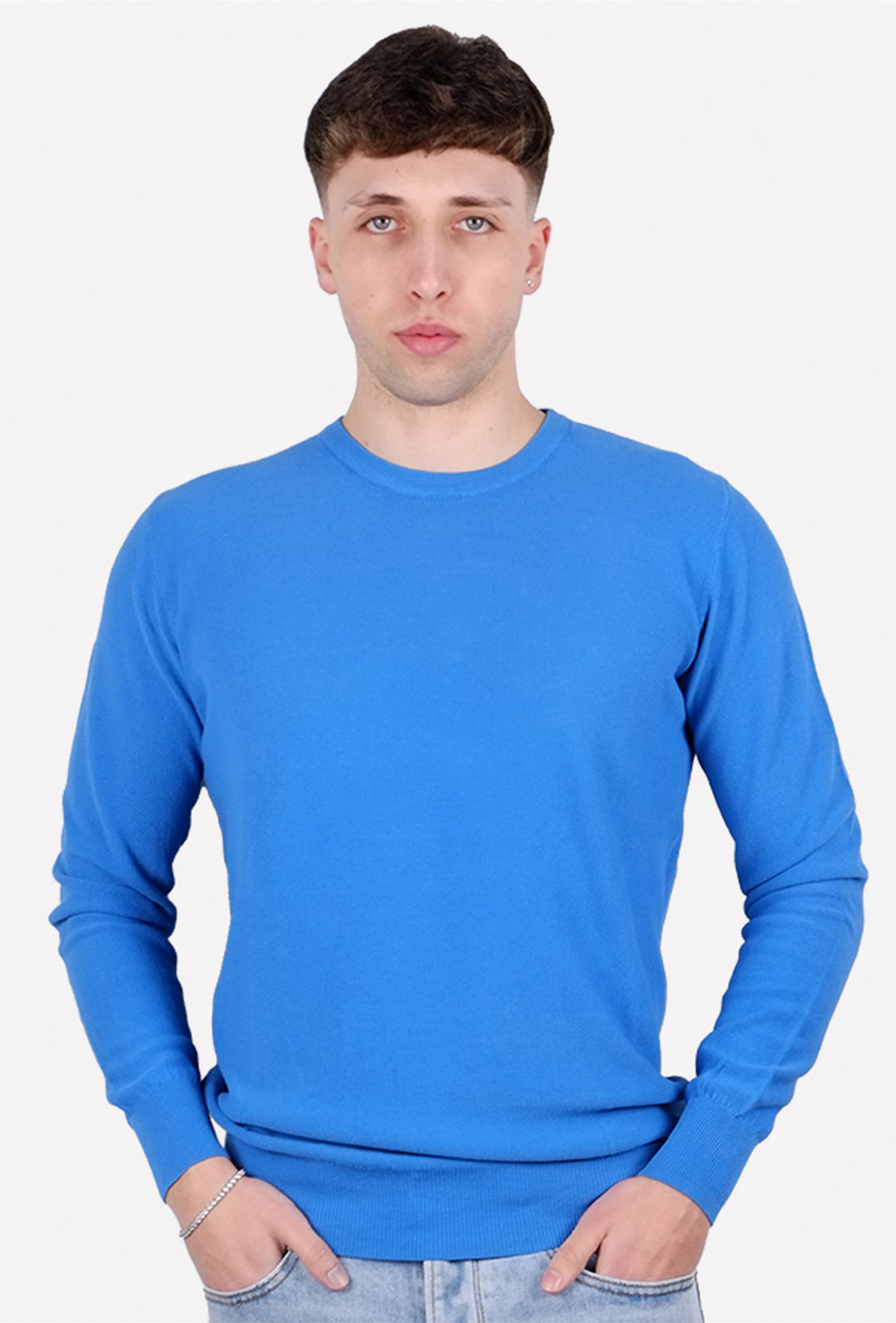 Maglioncino uomo 100% Cotone Trama lavorata Maglie Girocollo Dresserd - AVIO