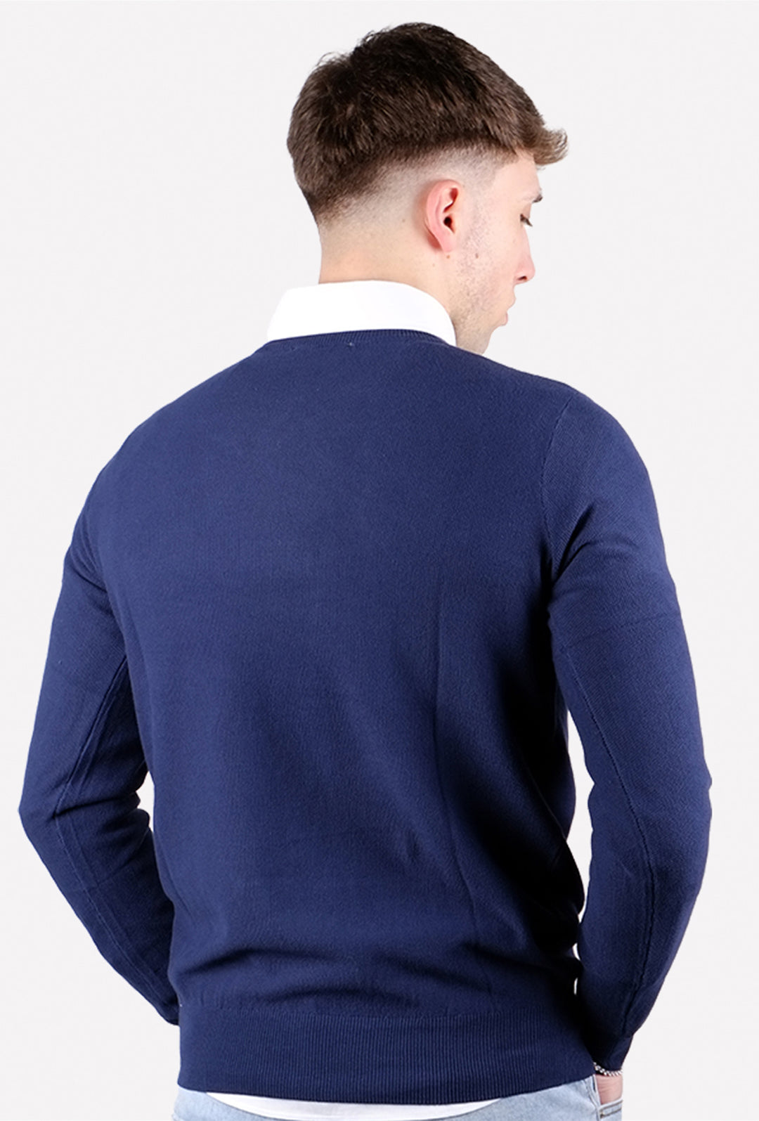 Maglioncino uomo 100% Cotone Trama lavorata Maglie Girocollo Dresserd - BLU