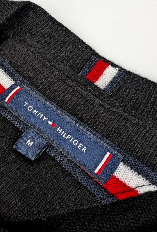 Maglia uomo in cotone TOMMY HILFIGER chain ridge c neck -NERO