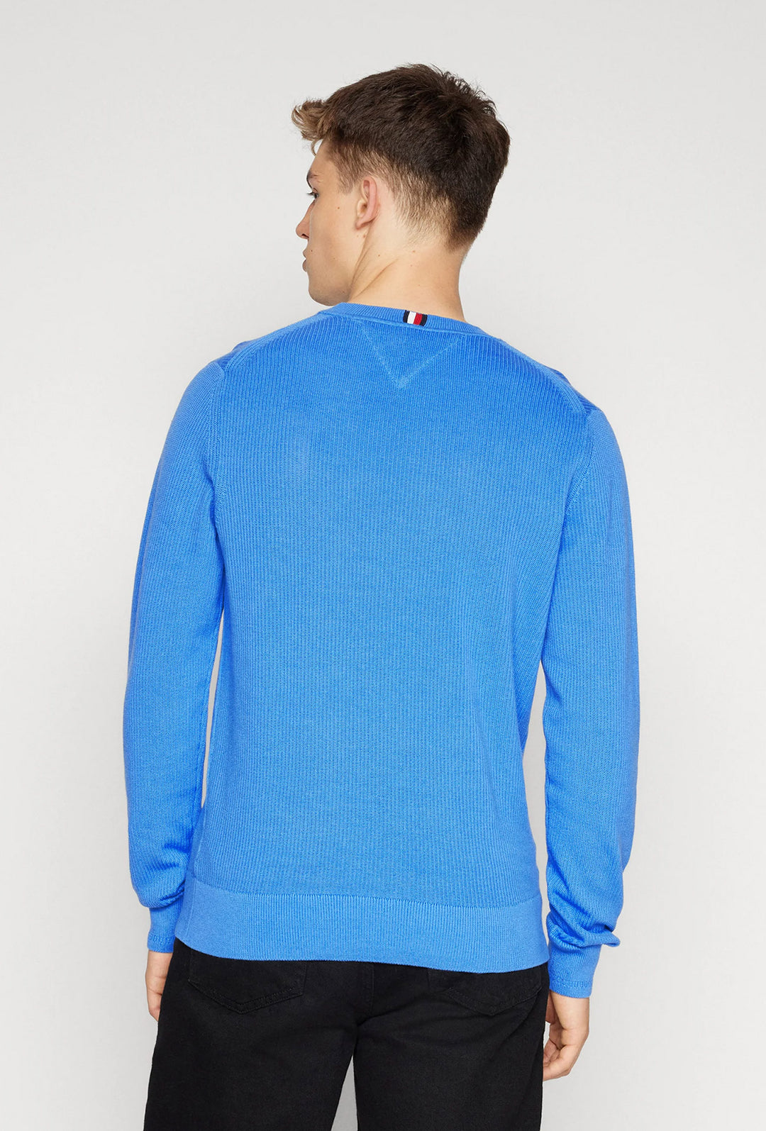 Maglia uomo in cotone TOMMY HILFIGER chain ridge c neck -BLU SPELL