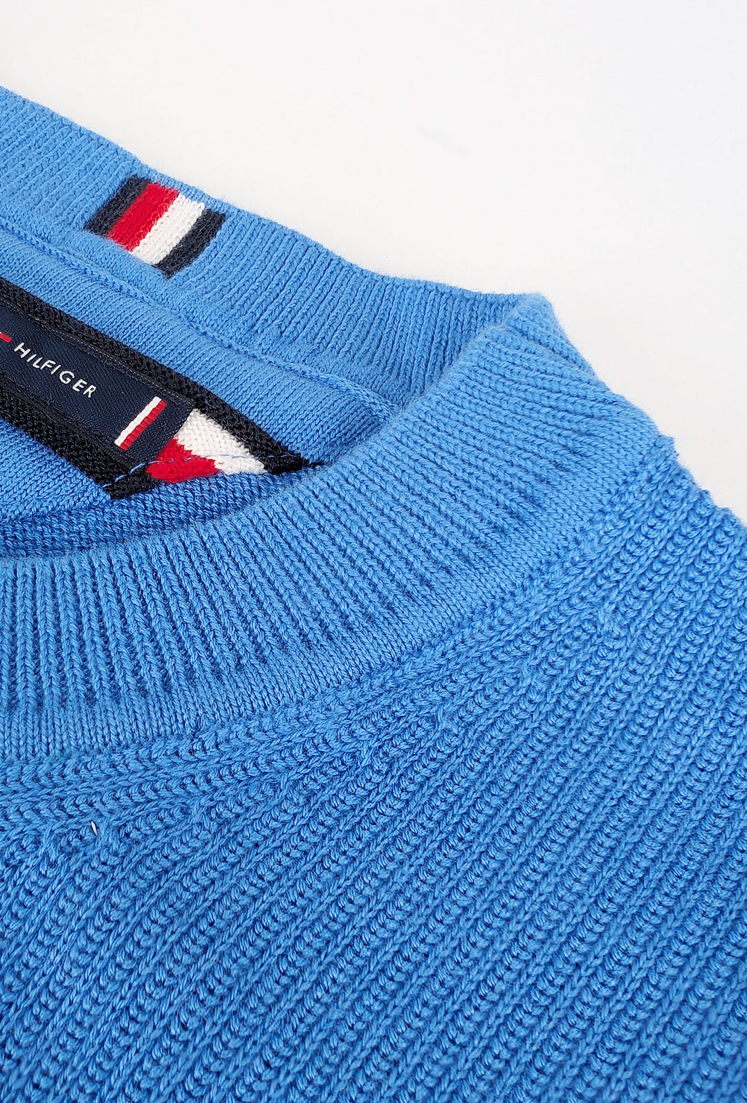 Maglia uomo in cotone TOMMY HILFIGER chain ridge c neck -BLU SPELL