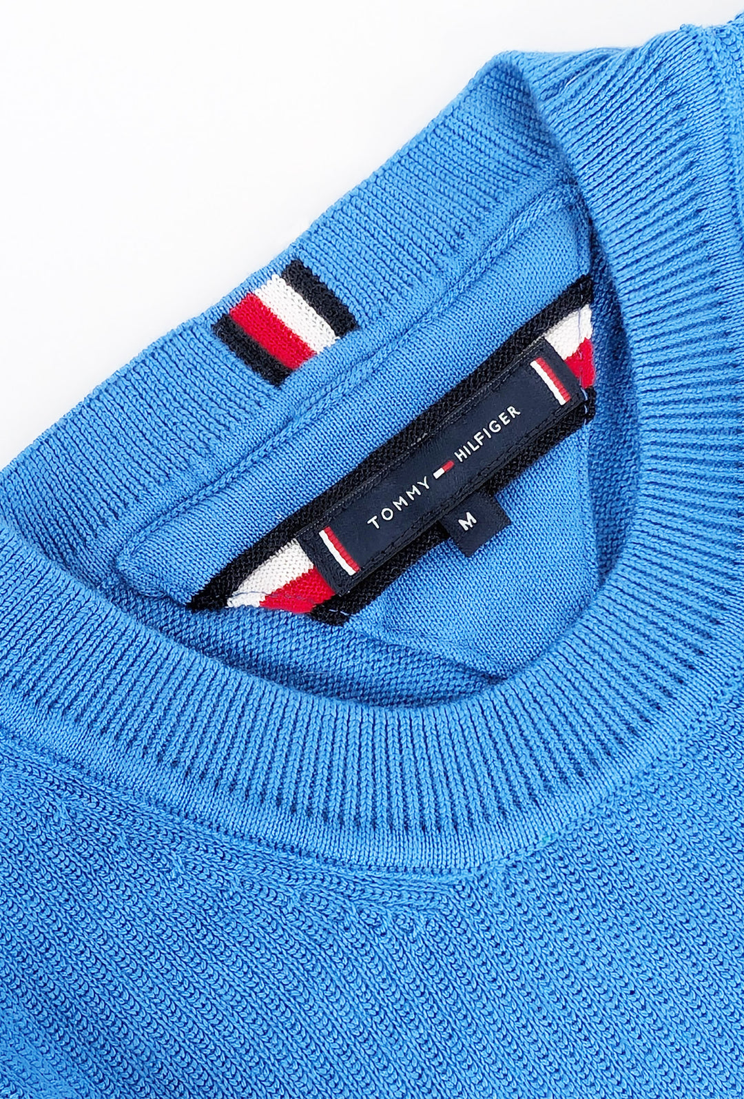 Maglia uomo in cotone TOMMY HILFIGER chain ridge c neck -BLU SPELL