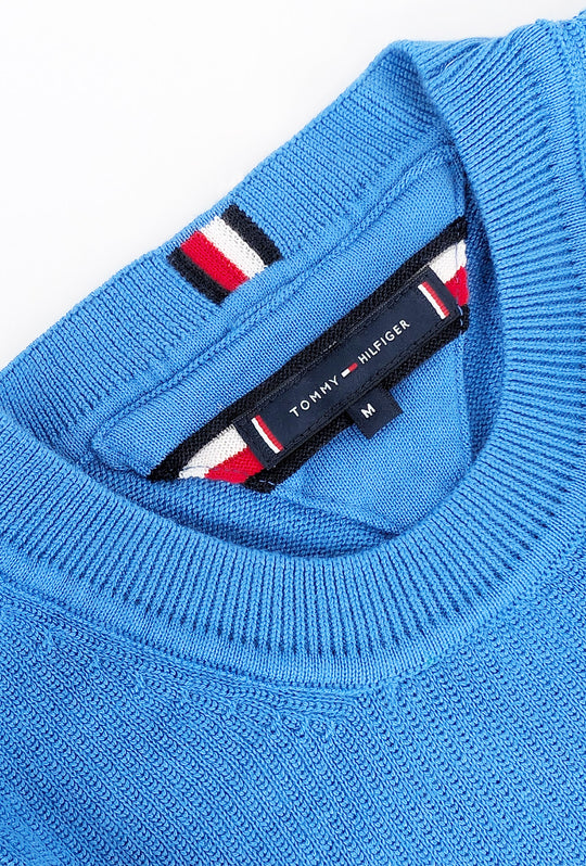 Maglia uomo in cotone TOMMY HILFIGER chain ridge c neck -BLU SPELL