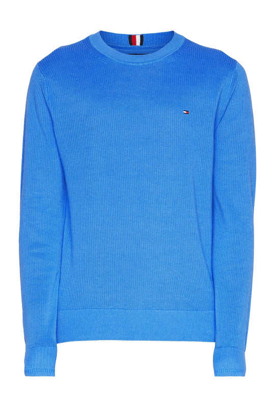 Maglia uomo in cotone TOMMY HILFIGER chain ridge c neck -BLU SPELL