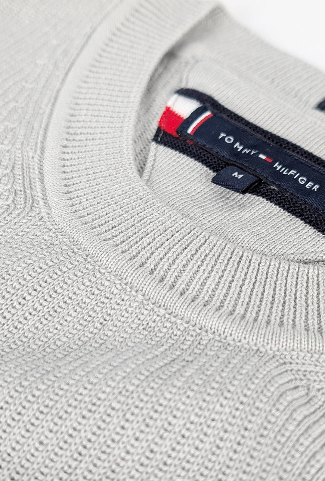 Maglia uomo in cotone TOMMY HILFIGER chain ridge c neck - GRIGIO CHIARO