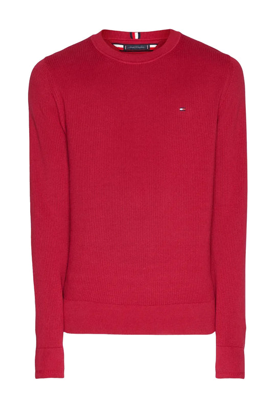 Maglia uomo in cotone TOMMY HILFIGER chain ridge c neck -ROYAL BERRY