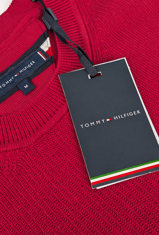 Maglia uomo in cotone TOMMY HILFIGER chain ridge c neck -ROYAL BERRY