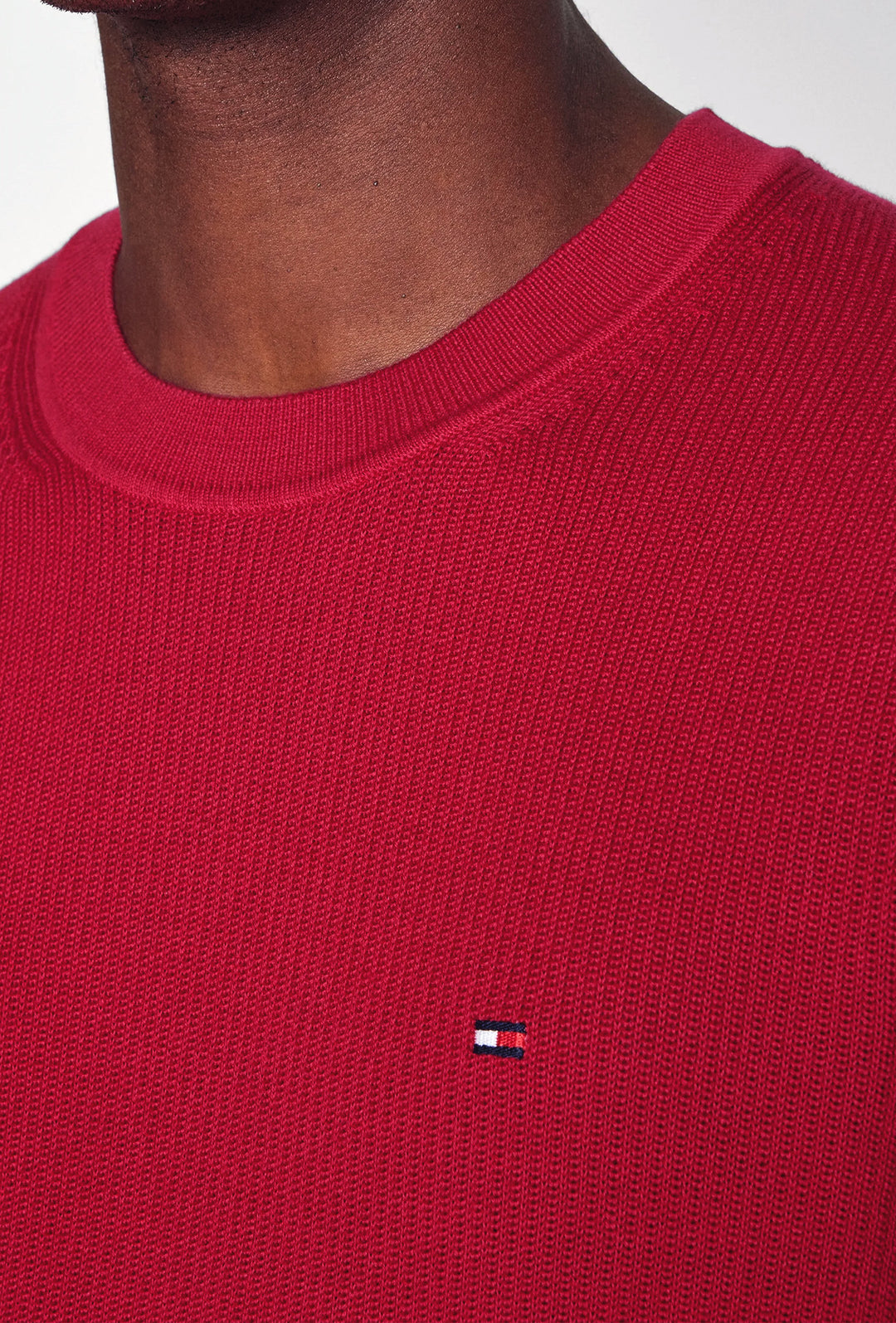 Maglia uomo in cotone TOMMY HILFIGER chain ridge c neck -ROYAL BERRY