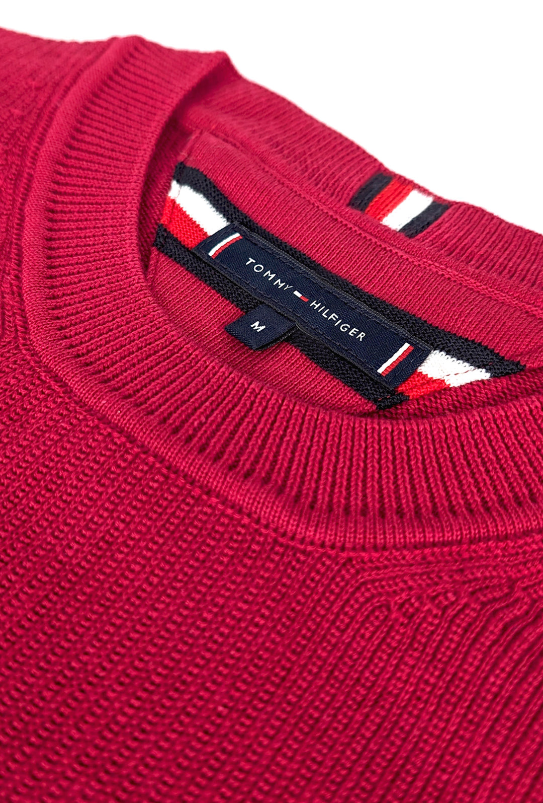 Maglia uomo in cotone TOMMY HILFIGER chain ridge c neck -ROYAL BERRY
