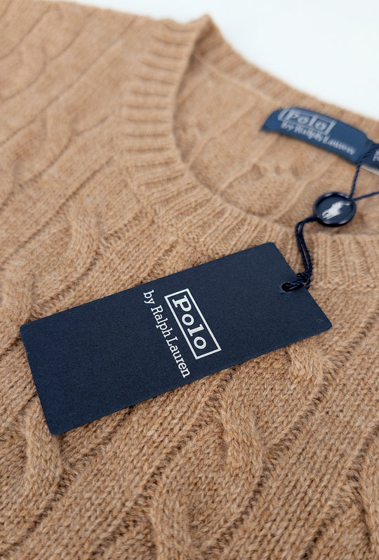 Maglia Uomo Ralph Lauren Lana Cashmere a trecce - CAMMELLO