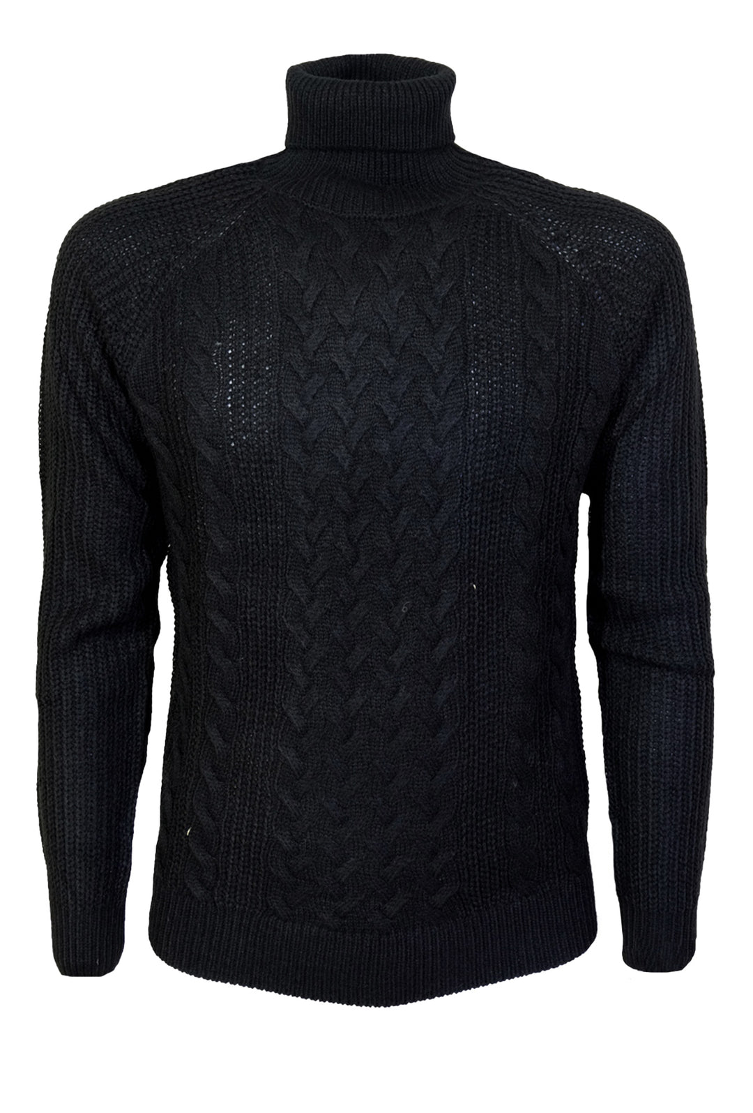 Maglia uomo dolcevita Trama Lavorata Maglioni invernali collo alto Dresserd maglie Semi Slim Fit - NERO