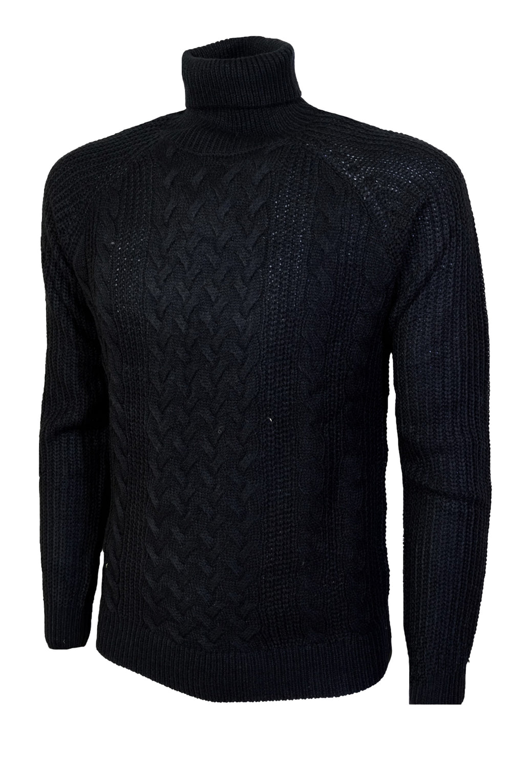 Maglia uomo dolcevita Trama Lavorata Maglioni invernali collo alto Dresserd maglie Semi Slim Fit - NERO