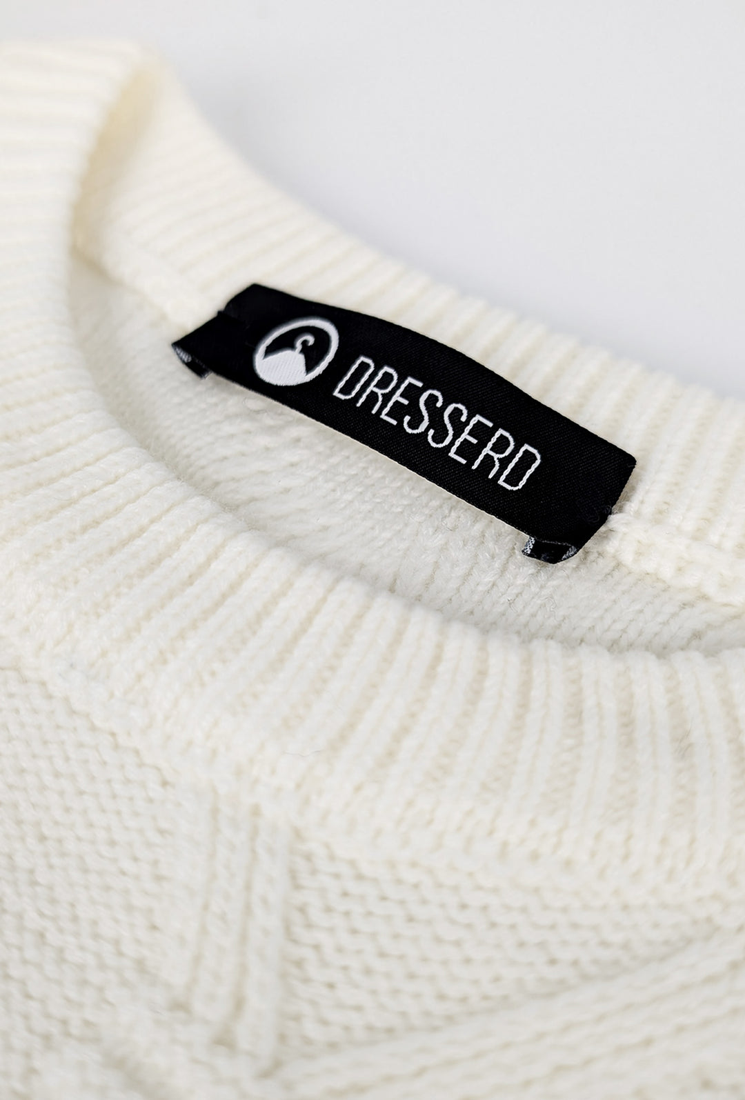 Maglione Uomo girocollo dresserd pesante trama lavorata - BIANCO