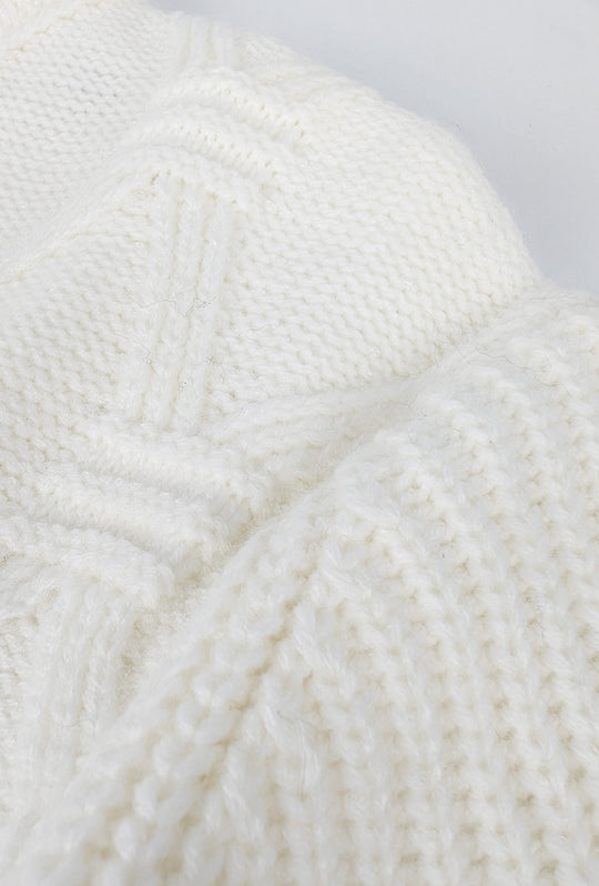 Maglione Uomo girocollo dresserd pesante trama lavorata - BIANCO