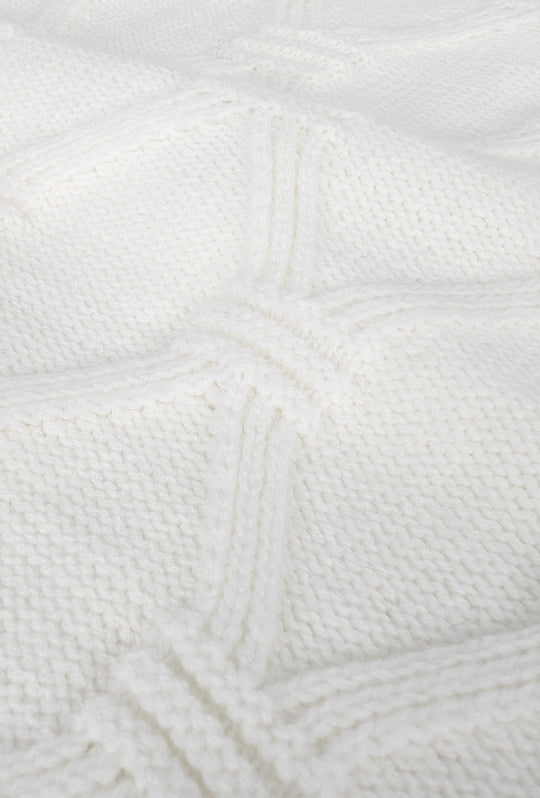 Maglione Uomo girocollo dresserd pesante trama lavorata - BIANCO