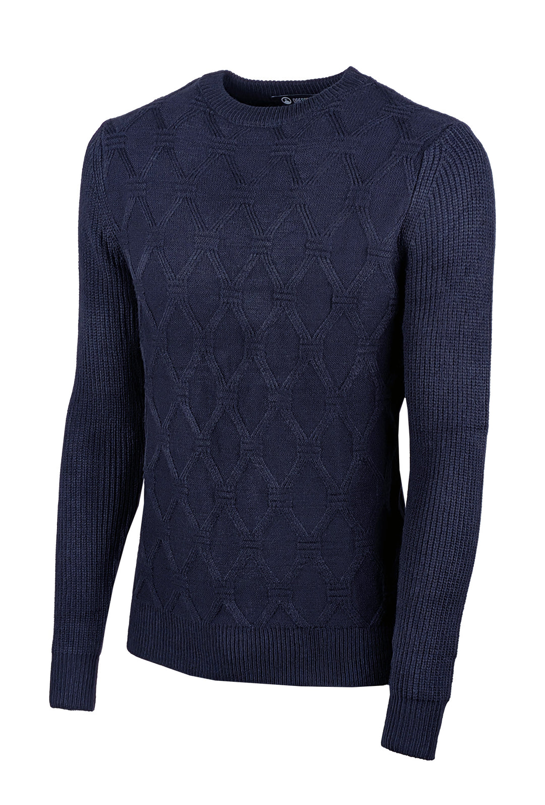Maglione Uomo girocollo dresserd pesante trama lavorata - BLU