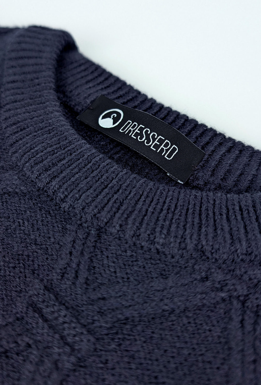 Maglione Uomo girocollo dresserd pesante trama lavorata - BLU