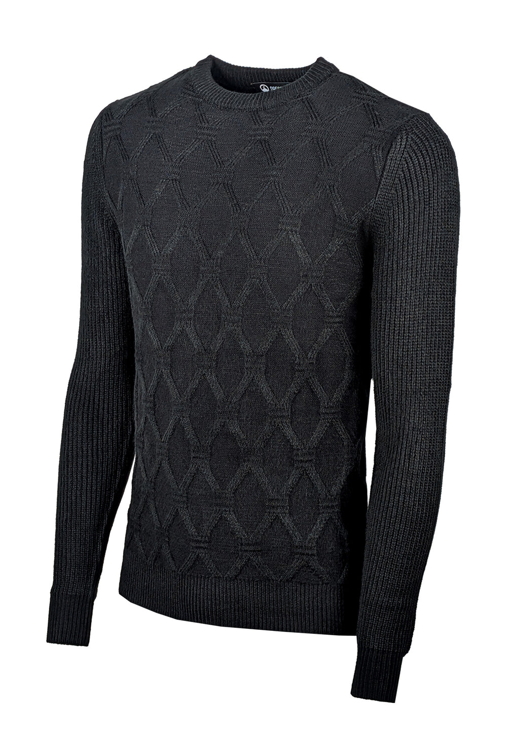 Maglione Uomo girocollo dresserd pesante trama lavorata - NERO