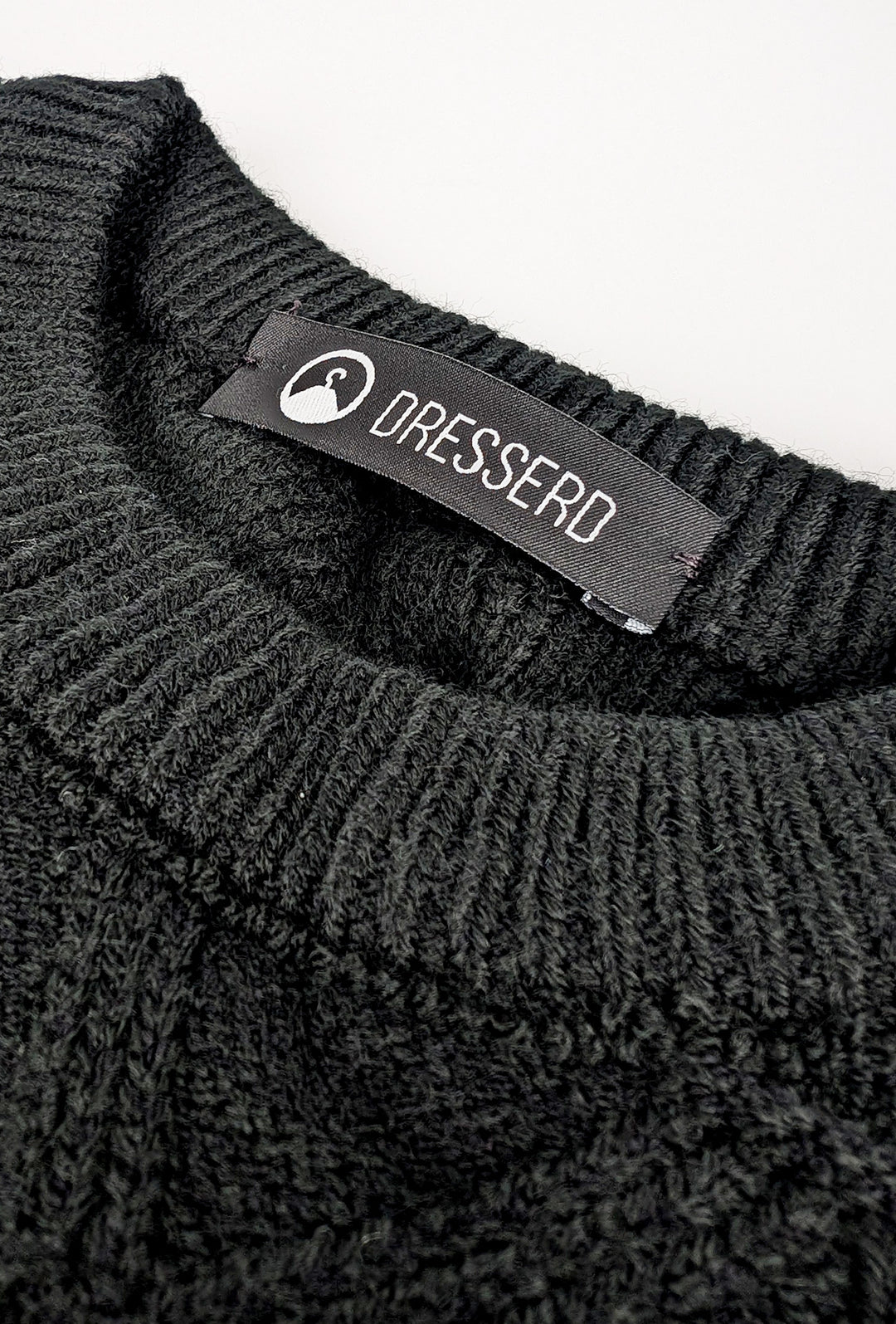 Maglione Uomo girocollo dresserd pesante trama lavorata - NERO