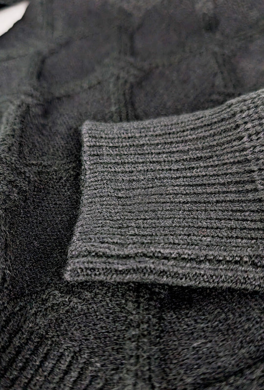 Maglione Uomo girocollo dresserd pesante trama lavorata - NERO