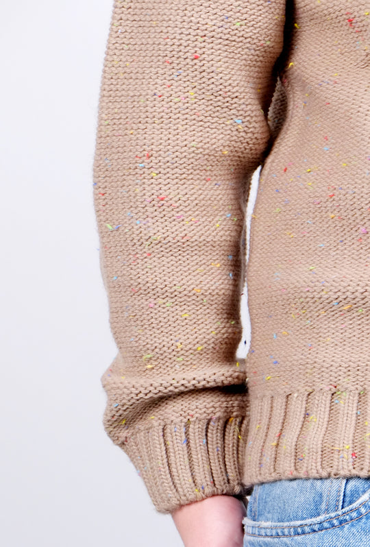 Maglione Uomo dolcevita in lana maglia invernale melangiato - BEIGE