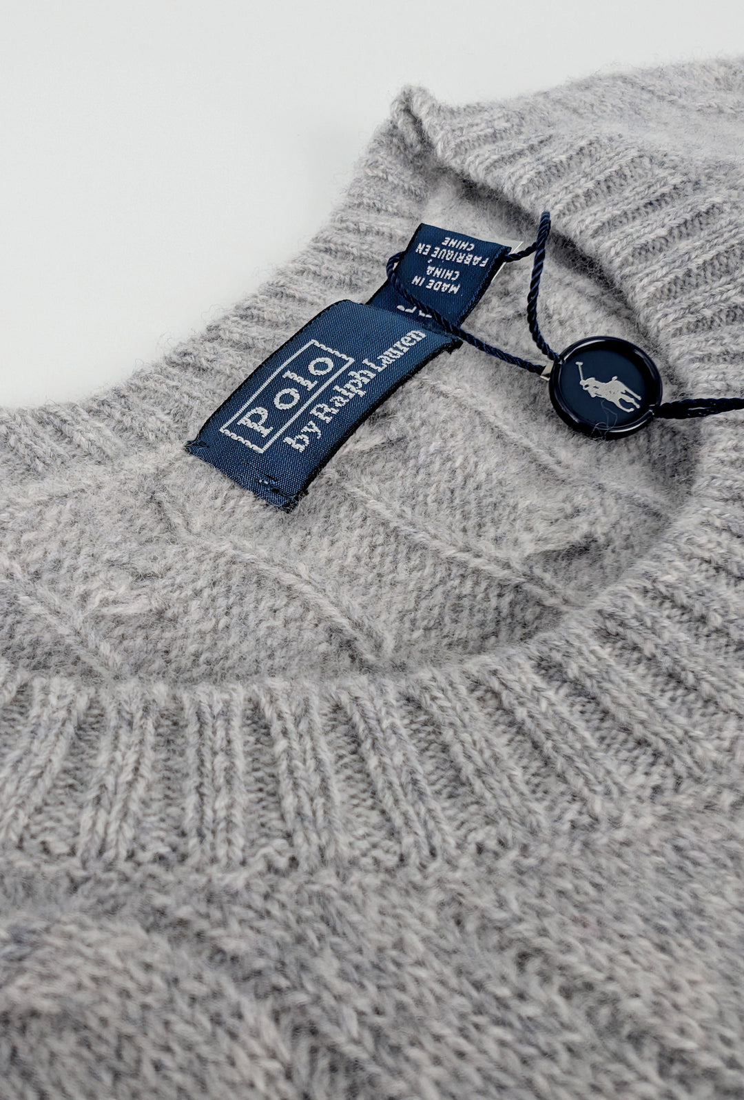 Maglia Uomo Ralph Lauren Lana Cashmere a trecce - GRIGIO