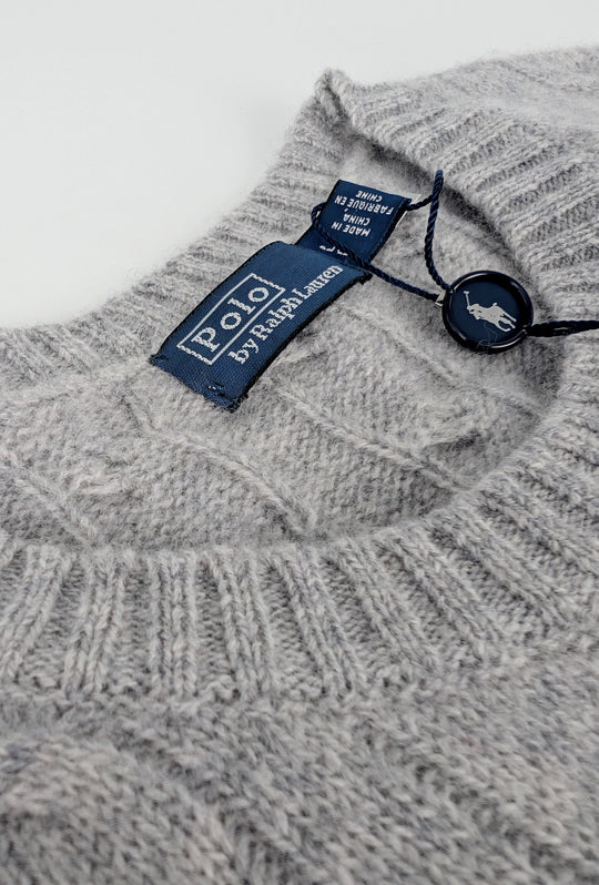 Maglia Uomo Ralph Lauren Lana Cashmere a trecce - GRIGIO