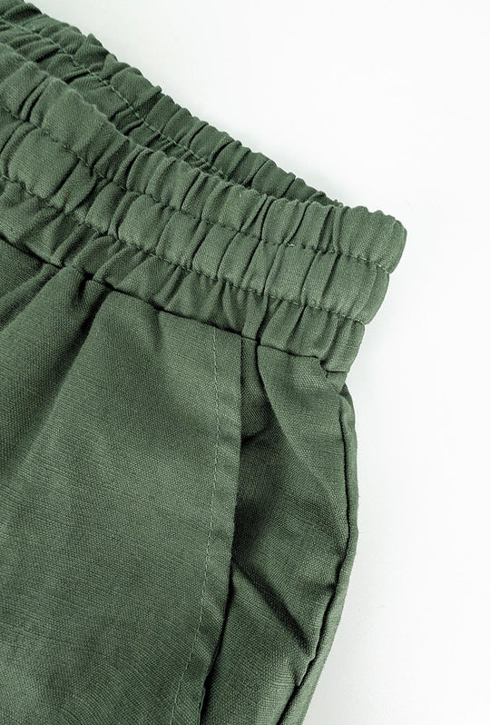 Pantalone Uomo in Lino e Cotone Pantalaccio - VERDE MILITARE