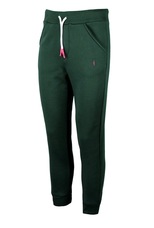 Pantalone di tuta in cotone leggero polsino pantaloni fitness tinta unita - VERDE