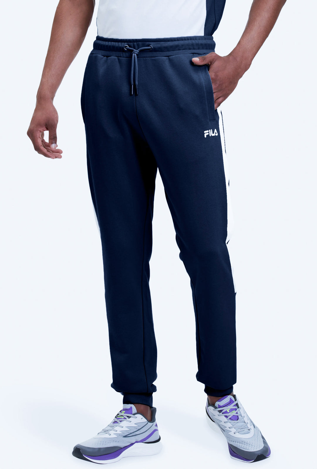 Pantalone uomo FILA Black iris bright white Fitness