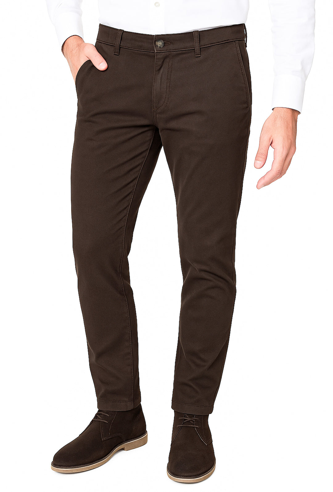 Pantalone Uomo Gamba Stretta Tasca America Invernale Pantaloni Dresserd - MARRONE