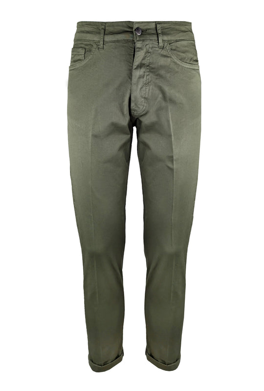 Pantalone uomo in cotone modello 5 tasche - VERDE MILITARE